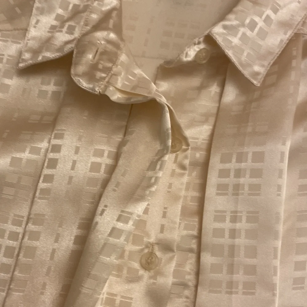 Vintage Joan Harper Women’s Blouse 12 Long Sleeve Button Up Shoulder Pads Ivory - Picture 5 of 9